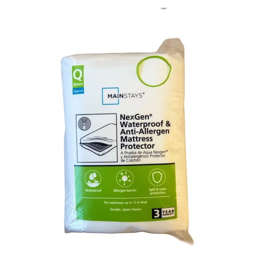Mainstays NexGen Queen Mattress Protector | Zippered, Waterproof, Hypoallergenic